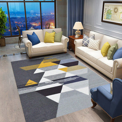 Rynx | Casual Geometric Pattern Rug with Stripe Multicolor Nordic Rug Polyester Pet Friendly Non-Slip Backing Washable Area Rug for Living Room