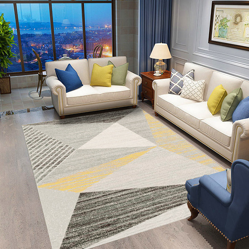 Rynx | Casual Geometric Pattern Rug with Stripe Multicolor Nordic Rug Polyester Pet Friendly Non-Slip Backing Washable Area Rug for Living Room
