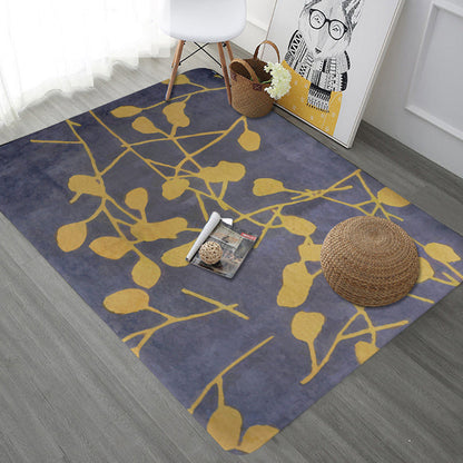 Rynx | Unique Botanical Pattern Rug Grey Modernist Rug Polyester Washable Pet Friendly Anti-Slip Carpet for Living Room