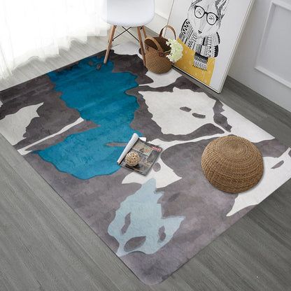 Rynx | Unique Botanical Pattern Rug Grey Modernist Rug Polyester Washable Pet Friendly Anti-Slip Carpet for Living Room
