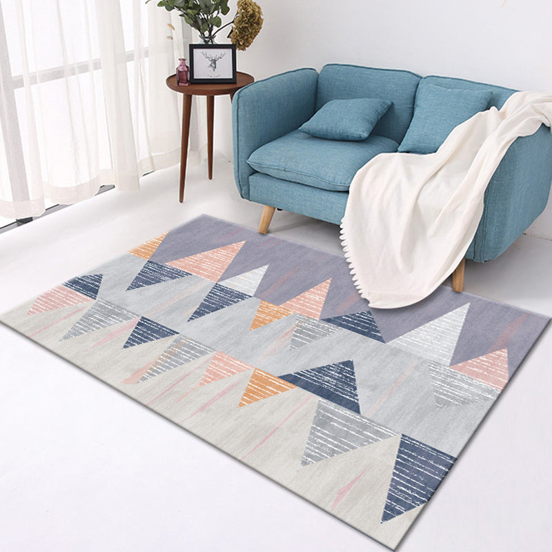 Rynx | Stylish Geometric Pattern Rug Multicolor Contemporary Rug Polyester Pet Friendly Non-Slip Backing Washable Area Rug for Living Room