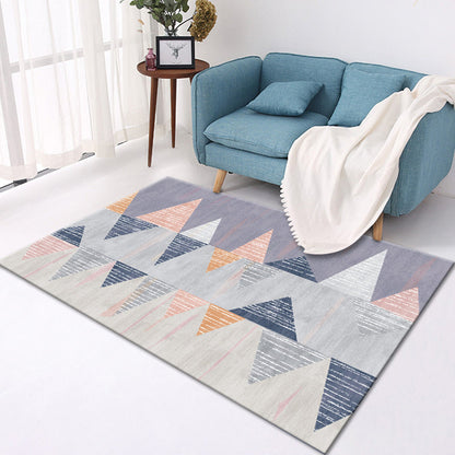 Rynx | Stylish Geometric Pattern Rug Multicolor Contemporary Rug Polyester Pet Friendly Non-Slip Backing Washable Area Rug for Living Room