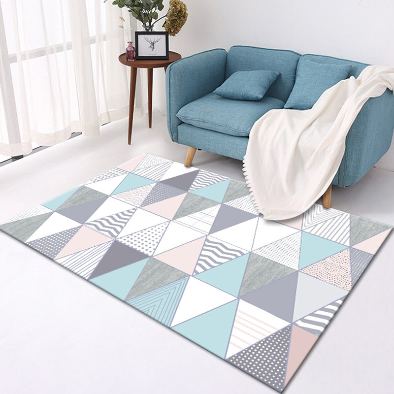 Rynx | Stylish Geometric Pattern Rug Multicolor Contemporary Rug Polyester Pet Friendly Non-Slip Backing Washable Area Rug for Living Room