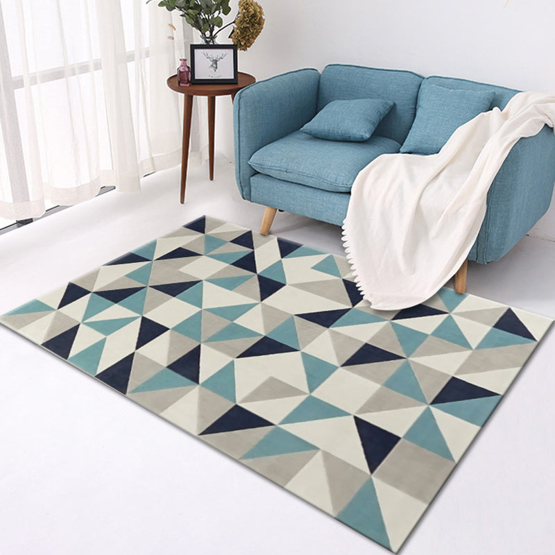 Rynx | Stylish Geometric Pattern Rug Multicolor Contemporary Rug Polyester Pet Friendly Non-Slip Backing Washable Area Rug for Living Room