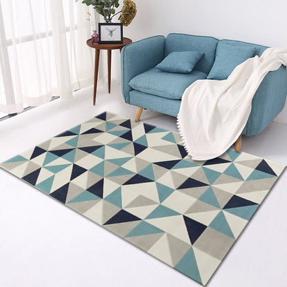 Rynx | Stylish Geometric Pattern Rug Multicolor Contemporary Rug Polyester Pet Friendly Non-Slip Backing Washable Area Rug for Living Room