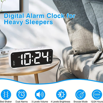 Rynx | LoudClock - Vibrating Alarm Clock with Large LED Display and Dual Alarms