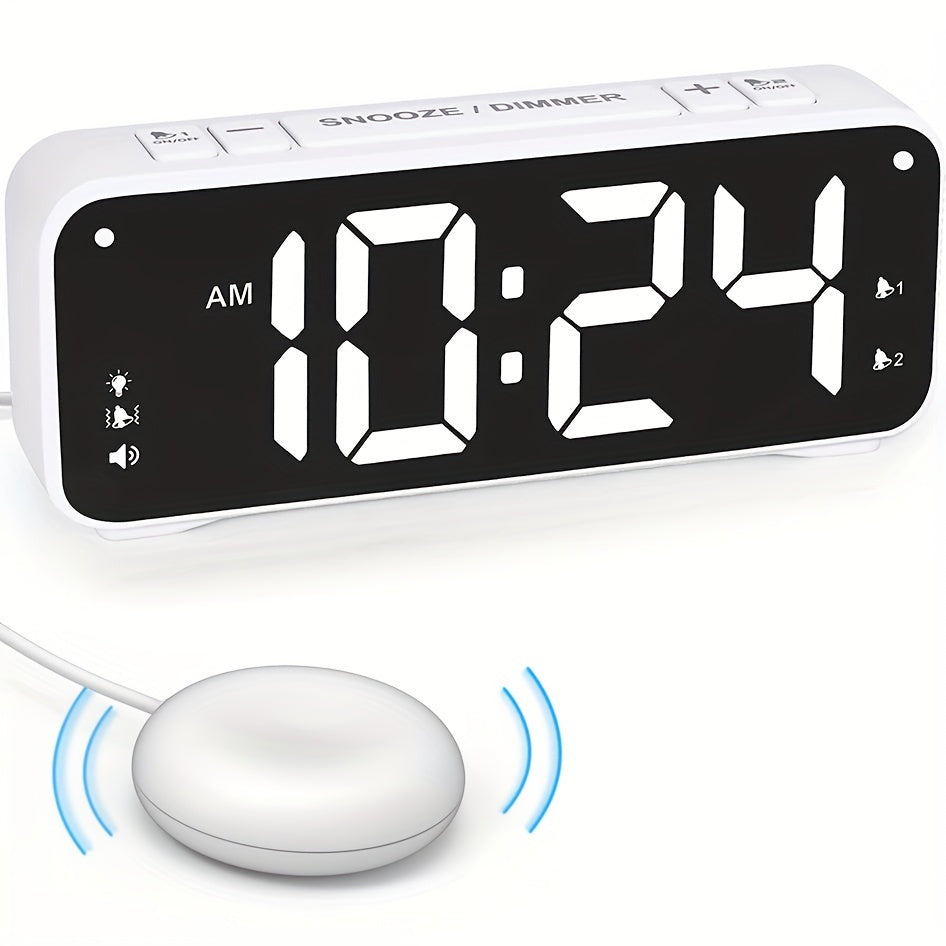 Rynx | LoudClock - Vibrating Alarm Clock with Large LED Display and Dual Alarms