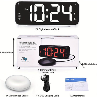 Rynx | LoudClock - Vibrating Alarm Clock with Large LED Display and Dual Alarms