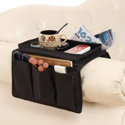 Rynx | Couch Armrest Organizer with Top Shelf and Pockets