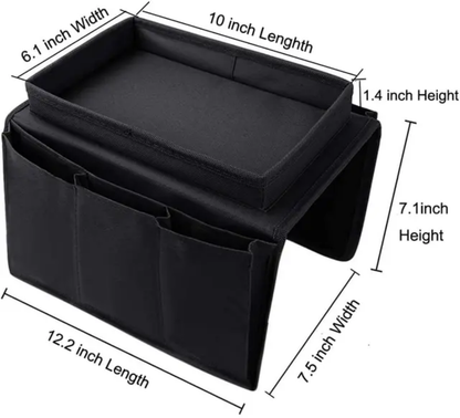 Rynx | Couch Armrest Organizer with Top Shelf and Pockets