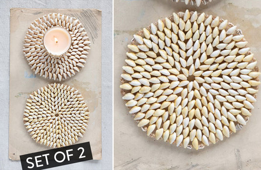 Rynx | Round shell coasters, set of 2