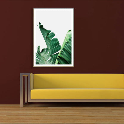 Rynx | Green Banana Leaf Canvas Art Textured Tropical Bedroom Wall Decor, Different Size