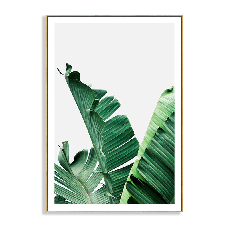 Rynx | Green Banana Leaf Canvas Art Textured Tropical Bedroom Wall Decor, Different Size