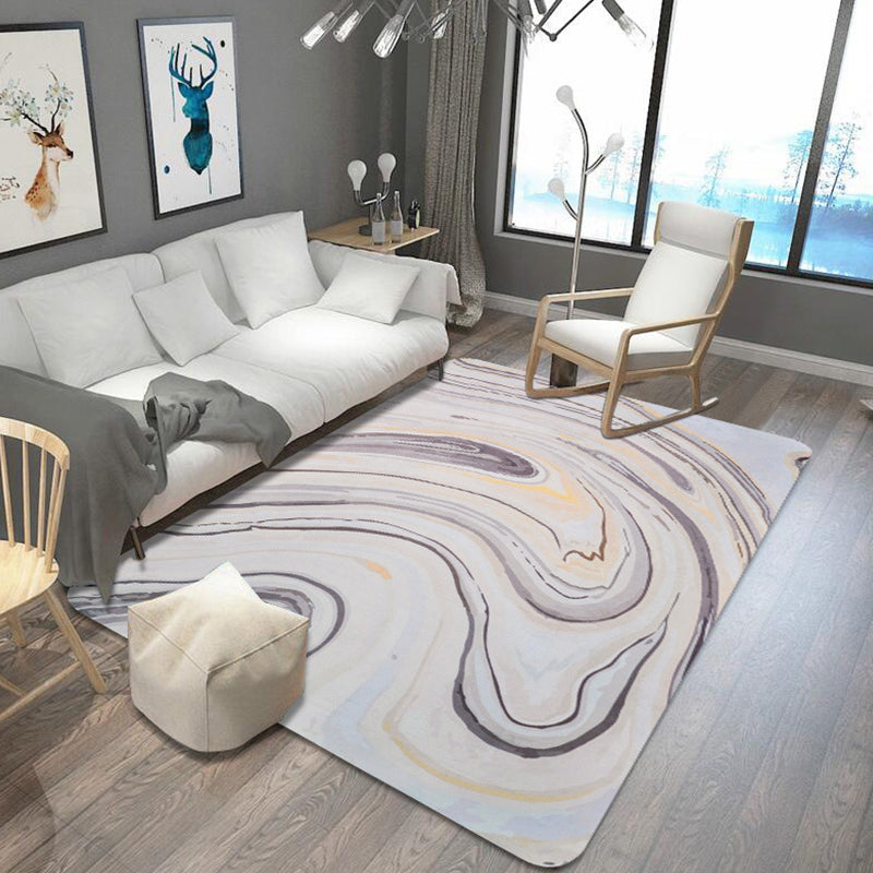 Rynx | Unusual Watercolor Pattern Rug with Swirl Stripe Multicolor Modernist Rug Polyester Washable Anti-Slip Carpet for Living Room