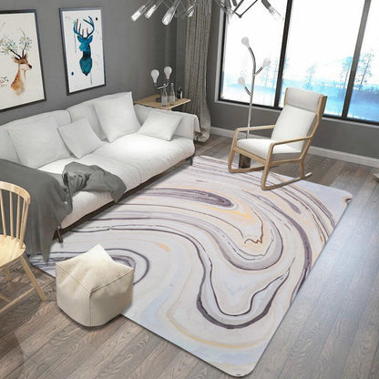 Rynx | Unusual Watercolor Pattern Rug with Swirl Stripe Multicolor Modernist Rug Polyester Washable Anti-Slip Carpet for Living Room