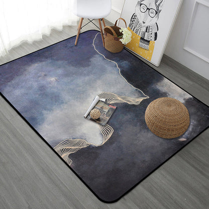 Rynx | Dark Grey Modernist Rug Polyester Abstract Rug Pet Friendly Machine Washable Anti-Slip Backing Carpet for Decoration
