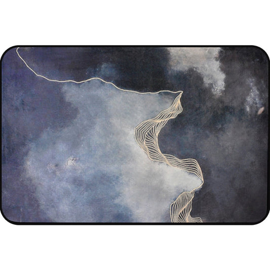 Rynx | Dark Grey Modernist Rug Polyester Abstract Rug Pet Friendly Machine Washable Anti-Slip Backing Carpet for Decoration