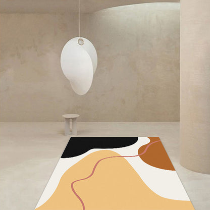Rynx | Modernist Colorblock Rug Beige and Yellow Polyester Rug Non-Slip Backing Washable Pet Friendly Carpet for Bedroom