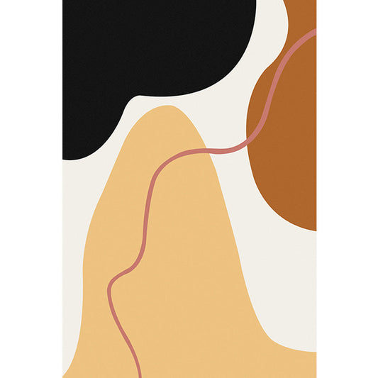 Rynx | Modernist Colorblock Rug Beige and Yellow Polyester Rug Non-Slip Backing Washable Pet Friendly Carpet for Bedroom