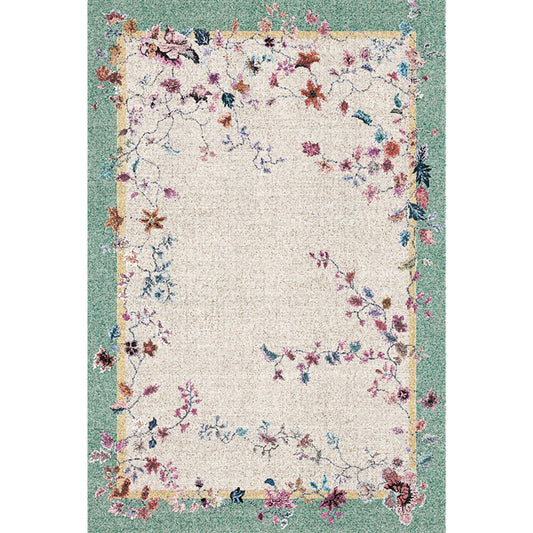 Rynx | Multicolor Oriental Carpet Polyester Flower Pattern Carpet Pet Friendly Washable Non-Slip Underlay Carpet for Decoration