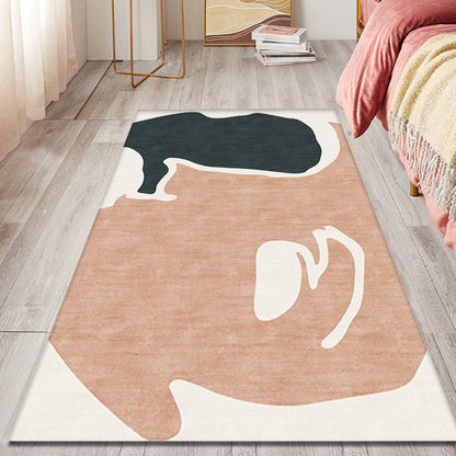 Rynx | Orange and Black Color Block Carpet Polyester Modern Carpet Washable Anti-Slip Pet Friendly Area Carpet for Living Room