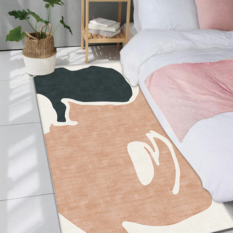 Rynx | Orange and Black Color Block Carpet Polyester Modern Carpet Washable Anti-Slip Pet Friendly Area Carpet for Living Room