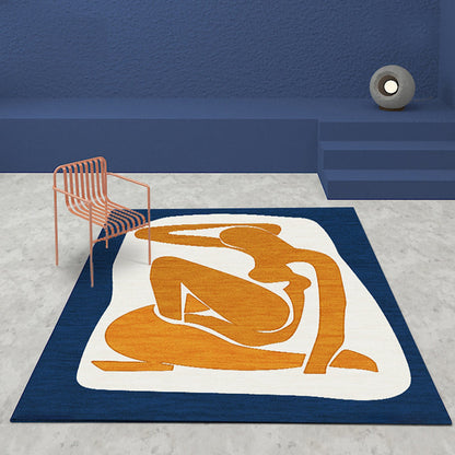 Rynx | Unique Brown Modernist Carpet Polyester Abstract Carpet Washable Pet-Friendly Non-Slip Rug for Living Room