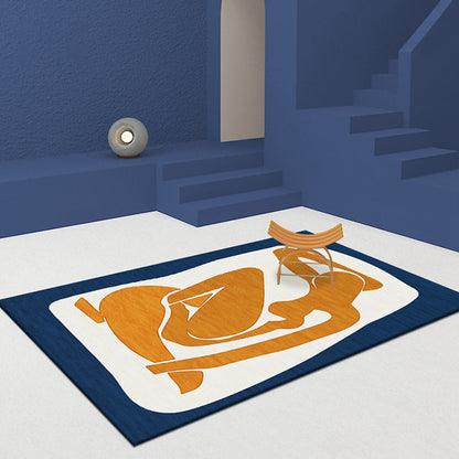 Rynx | Unique Brown Modernist Carpet Polyester Abstract Carpet Washable Pet-Friendly Non-Slip Rug for Living Room