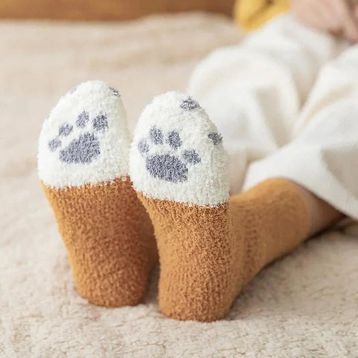 Rynx | Cozy Cat Paw Socks – Plush Fleece Ankle Socks with Elastic Fit