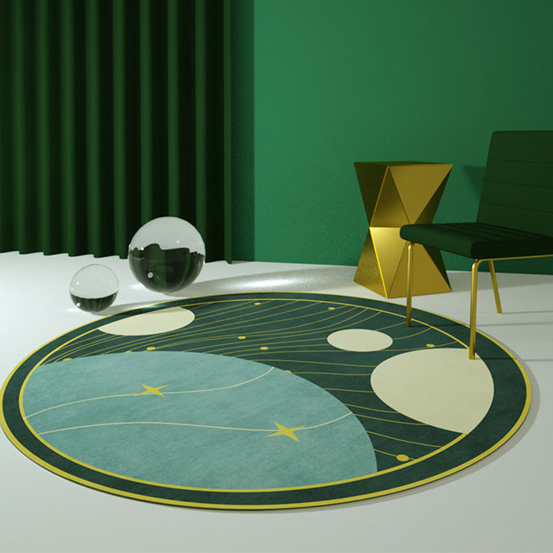 Rynx | Multicolor Outer Space Pattern Rug Polyester Modern Rug Washable Anti-Slip Pet Friendly Area Rug for Living Room