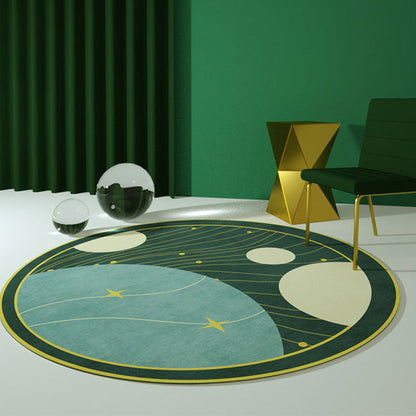 Rynx | Multicolor Outer Space Pattern Rug Polyester Modern Rug Washable Anti-Slip Pet Friendly Area Rug for Living Room