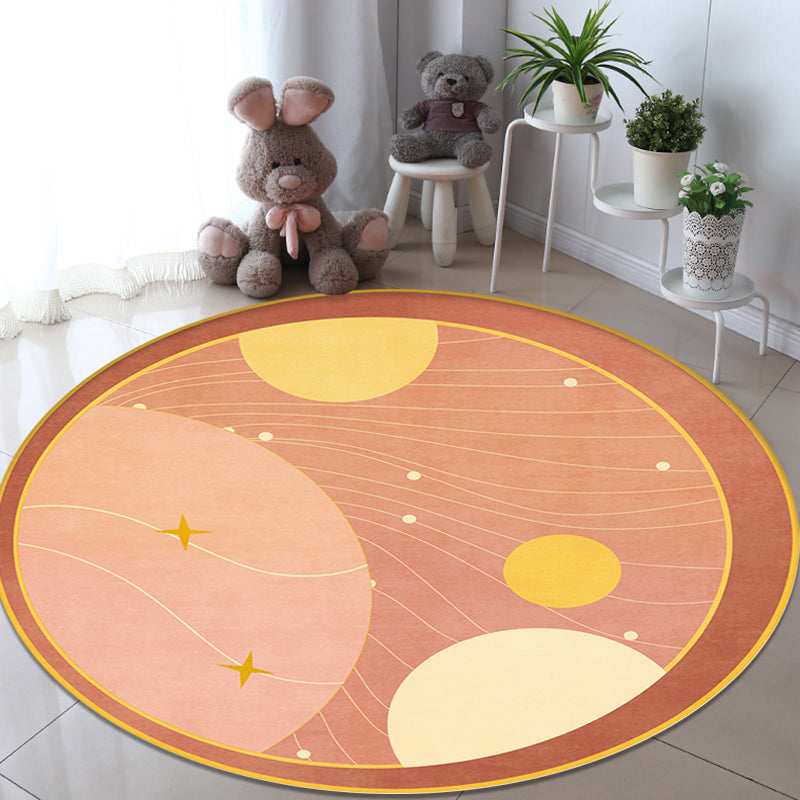 Rynx | Multicolor Outer Space Pattern Rug Polyester Modern Rug Washable Anti-Slip Pet Friendly Area Rug for Living Room
