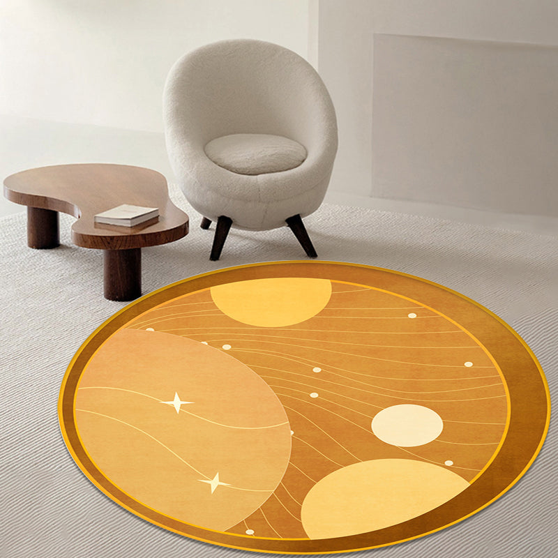 Rynx | Multicolor Outer Space Pattern Rug Polyester Modern Rug Washable Anti-Slip Pet Friendly Area Rug for Living Room