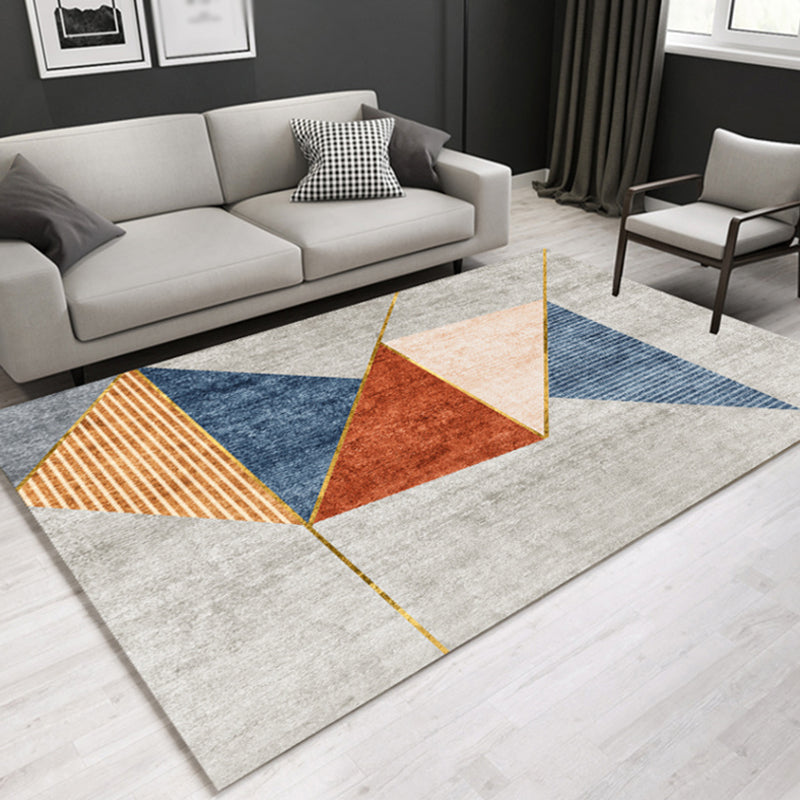 Rynx | Casual Contemporary Rug Multicolor Geometric and Striped Pattern Rug Washable Pet Friendly Non-Slip Carpet for Living Room
