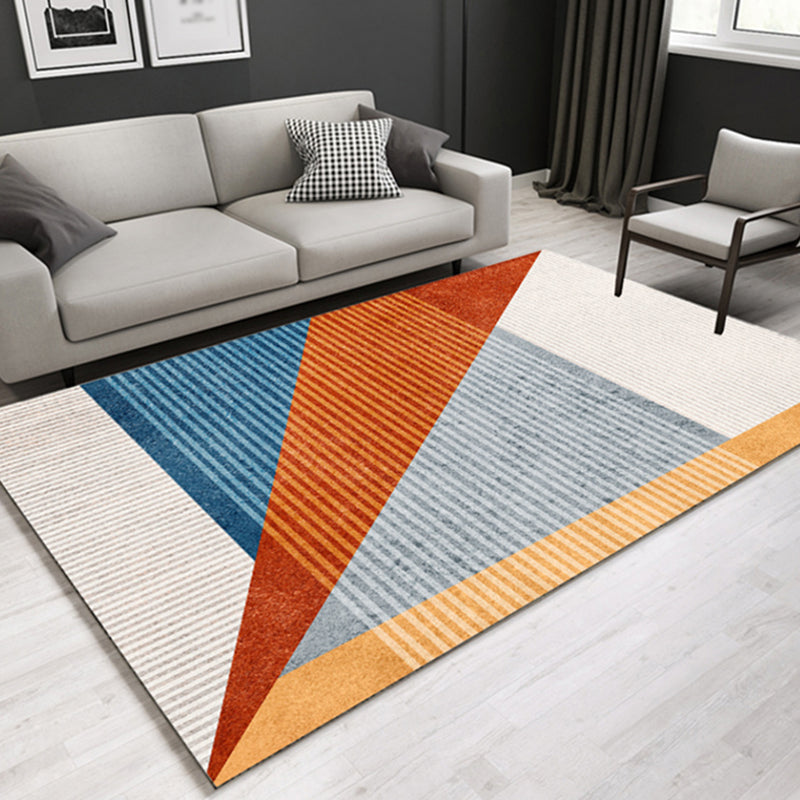 Rynx | Casual Contemporary Rug Multicolor Geometric and Striped Pattern Rug Washable Pet Friendly Non-Slip Carpet for Living Room