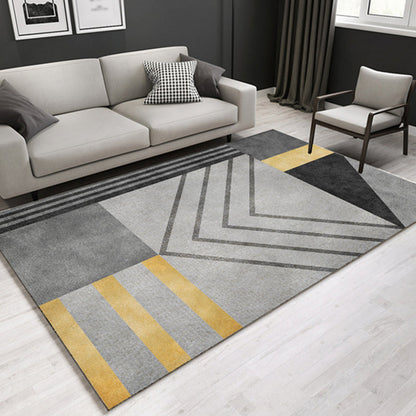Rynx | Casual Contemporary Rug Multicolor Geometric and Striped Pattern Rug Washable Pet Friendly Non-Slip Carpet for Living Room
