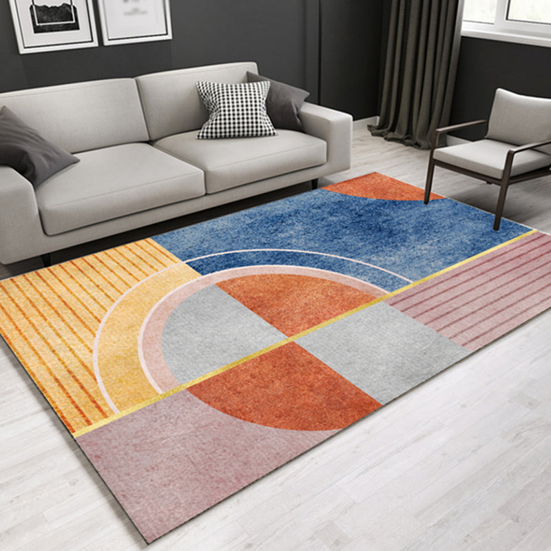 Rynx | Casual Contemporary Rug Multicolor Geometric and Striped Pattern Rug Washable Pet Friendly Non-Slip Carpet for Living Room