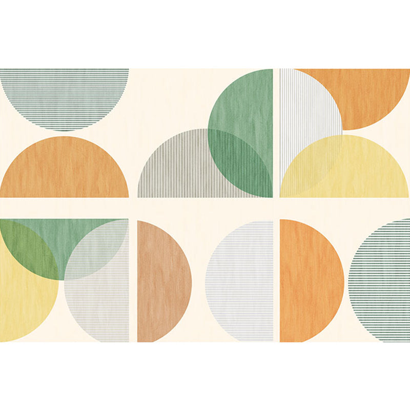 Rynx | Modernist Geometric Pattern Rug with Strips Multicolor Polyester Rug Non-Slip Back Washable Pet Friendly Carpet for Home