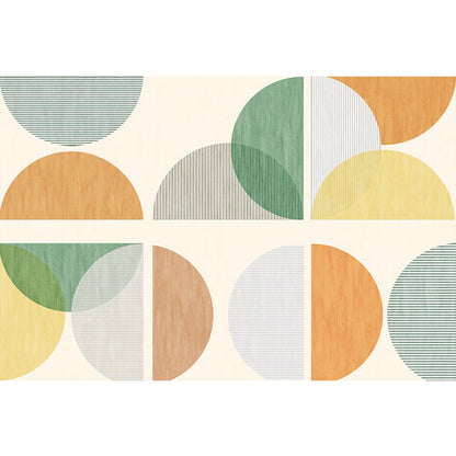 Rynx | Modernist Geometric Pattern Rug with Strips Multicolor Polyester Rug Non-Slip Back Washable Pet Friendly Carpet for Home
