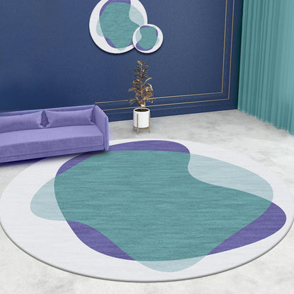 Rynx | Modern Colorblock Rug Green Polyester Rug Non-Slip Backing Washable Pet Friendly Carpet for Home