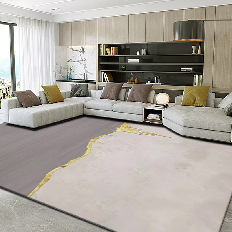 Rynx | Modernist Colorblock Rug Black Multicolor Polyester Rug Non-Slip Backing Washable Pet Friendly Carpet for Home