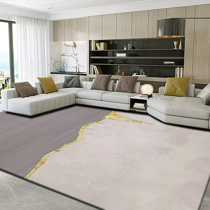 Rynx | Modernist Colorblock Rug Black Multicolor Polyester Rug Non-Slip Backing Washable Pet Friendly Carpet for Home