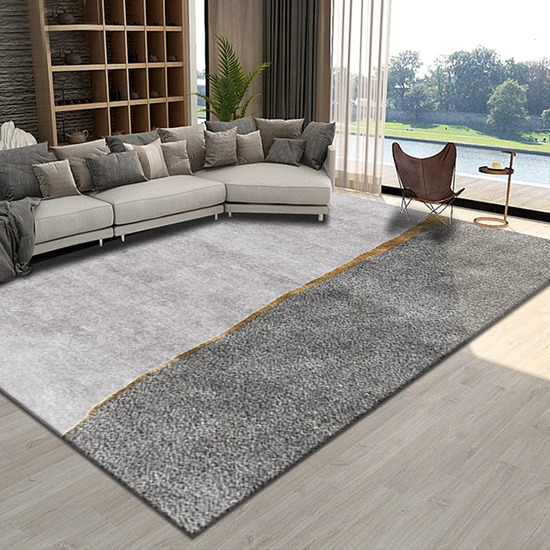 Rynx | Modernist Colorblock Rug Black Multicolor Polyester Rug Non-Slip Backing Washable Pet Friendly Carpet for Home