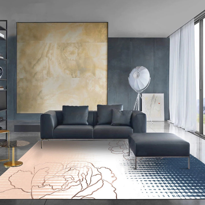 Rynx | Multicolor Ombre Pattern Rug Polyester Modern Rug Washable Anti-Slip Pet Friendly Area Rug for Living Room