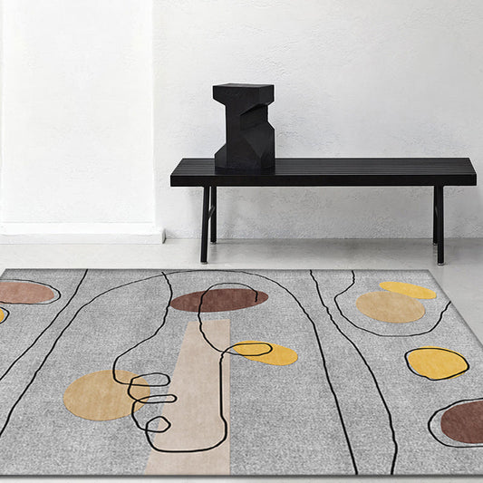 Rynx | Green and Beige Abstract Carpet Polyester Modern Carpet Washable Non-Slip Pet-Friendly Area Rug for Living Room
