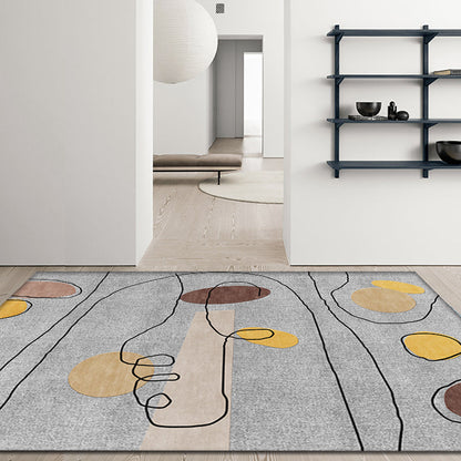 Rynx | Green and Beige Abstract Carpet Polyester Modern Carpet Washable Non-Slip Pet-Friendly Area Rug for Living Room
