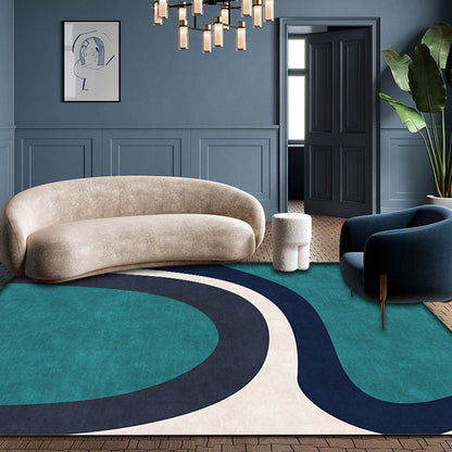 Rynx | Modern Colorblock Rug Green Polyester Rug Non-Slip Backing Washable Pet Friendly Carpet for Home