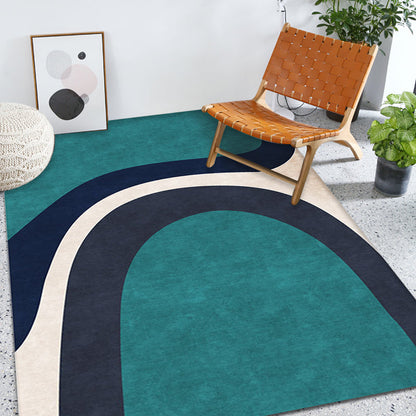 Rynx | Modern Colorblock Rug Green Polyester Rug Non-Slip Backing Washable Pet Friendly Carpet for Home