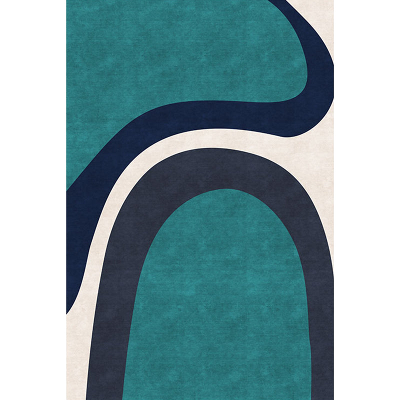 Rynx | Modern Colorblock Rug Green Polyester Rug Non-Slip Backing Washable Pet Friendly Carpet for Home