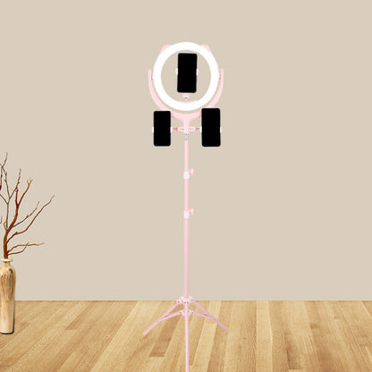 Rynx | Circular Mirror Lighting Modernity Metal Phone Holder USB LED Fill Light in Pink